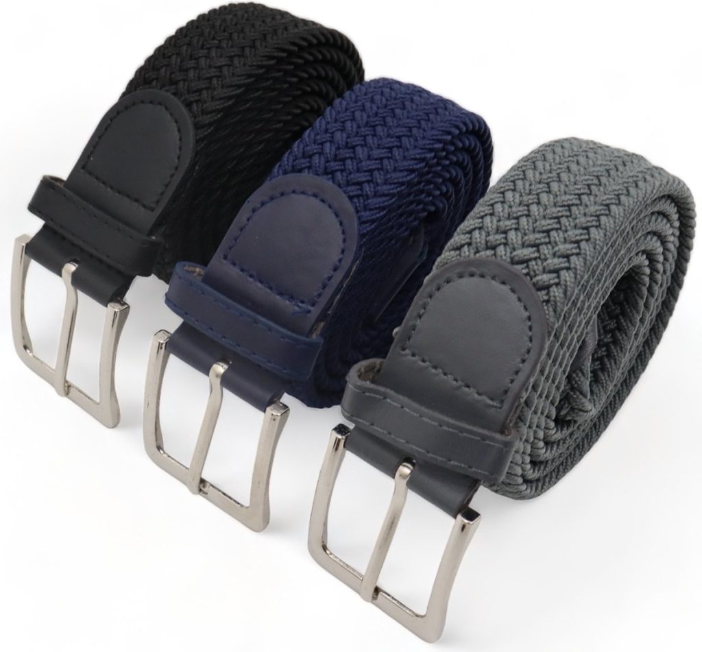 Safekeepers elastische riemen – Elastiek riem – stretch riemen – riem heren – riemen dames – 3 Stuks – zwart, blauw en grijs