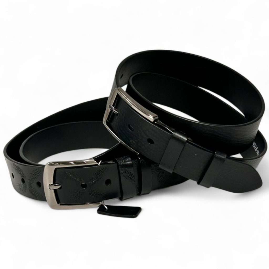 Jean Leren Riemen Set – 2 Stuks – 100% Echt Leer – 4cm Breed – Zwart