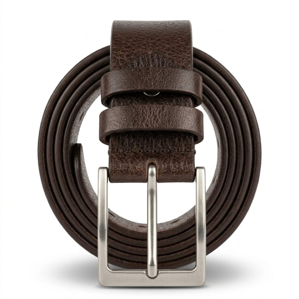Luxe Italiaans Leren Riem – 4 cm Breed – Echt Rundleer – Zilveren Gesp – Donker Bruin