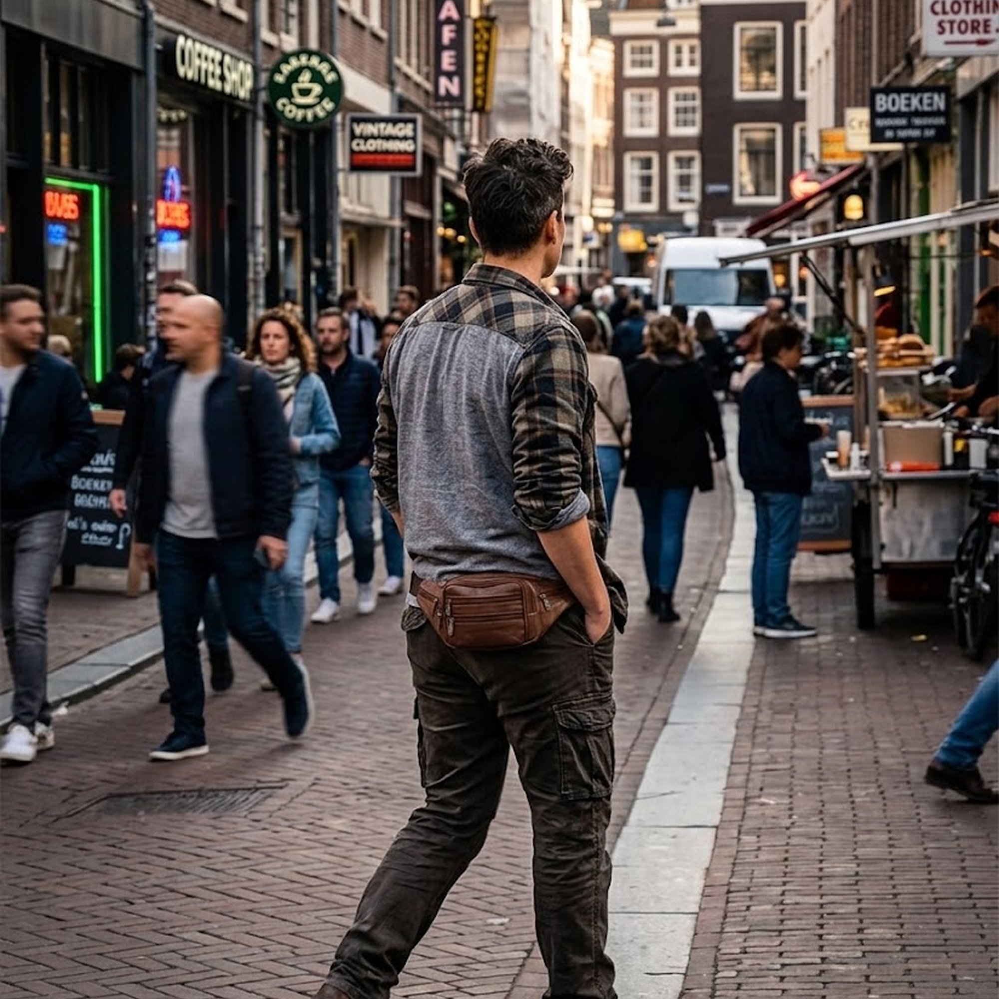 Leren heuptasje – Buideltasje – Uitgebreid – Praktisch – Echt leer Bruin