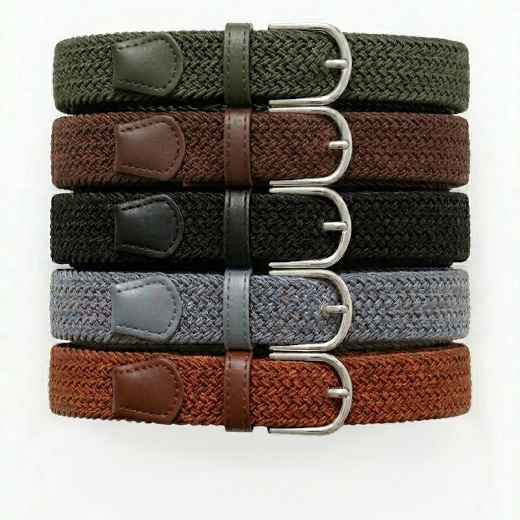 Elastische riem – 5 pak – dames riem – riem elastiek –  groen,bruin,zwart,grijs en cognac