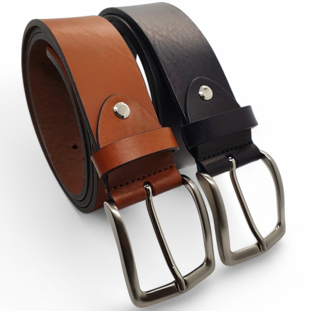 Remen – riem leer – 2 stuks – glad leren riem – riem heren – riem dames – Italiaans rundleer – 4 cm – Zwart en Cognac