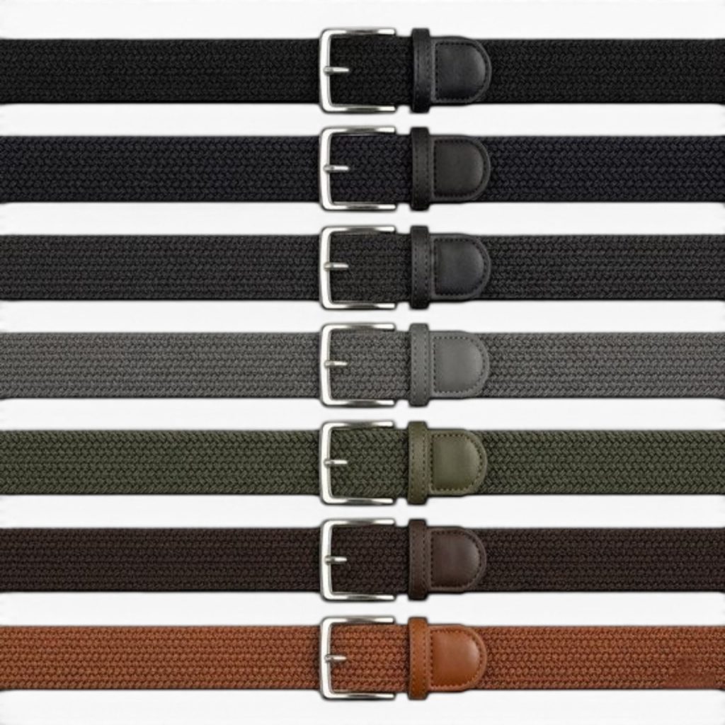Elastische riem – 7 pak – dames , heren riem – riem elastiek – 3 x zwart, grijs, army groen, donker bruin en cognac