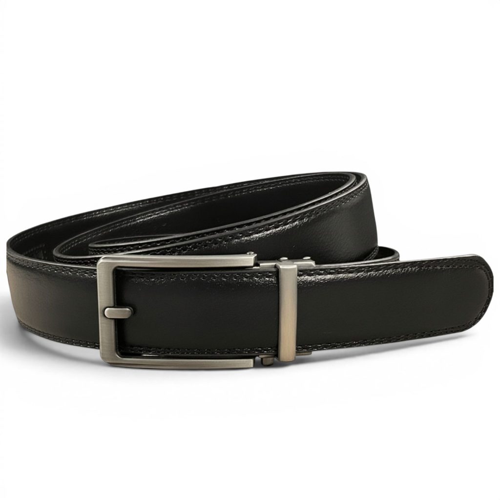 Safekeepers Luxe Gestikte Riem – 3.5 cm Breed – Zwart PU Leer – Inclusief Leren Sleuteletui