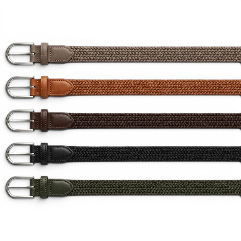 Luxe Elastische Riemen Dames – 5-Pack Voordeelset – Gevlochten Stretch Riem – 2.5 cm Breed – 110 cm