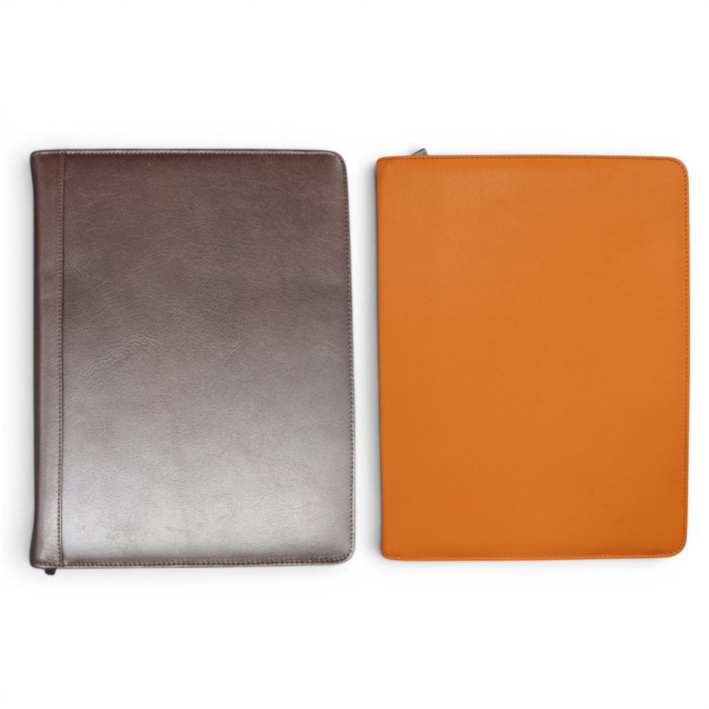 Safekeepers Luxe Leren Schrijfmap A4 Set – 2-Pack – Oranje en Donker Bruin