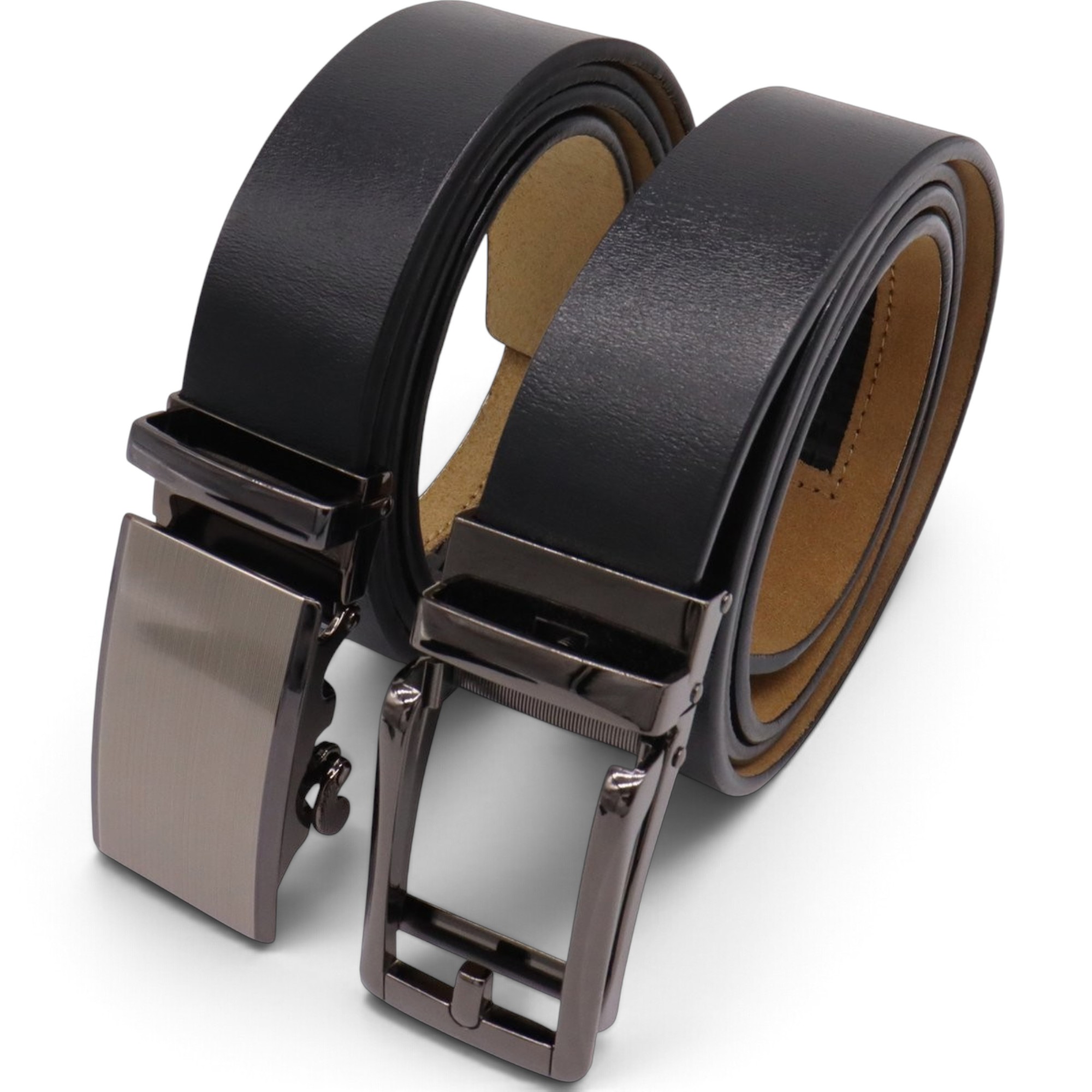 Riem automatische gesp – riem heren – riem zonder gaatjes – riem heren leer – 2 Stuks – Zwart