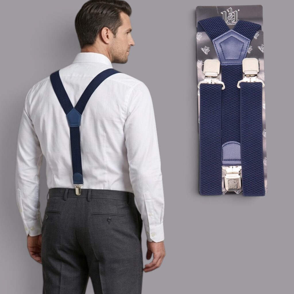 Safekeepers Bretels Heren – Bretellen Mannen – Brede Clip – Blauw